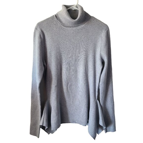 Michael Kors US Women's Size L Cotton Blend Ribbed Turtleneck Sweater Stretch - Picture 1 of 11